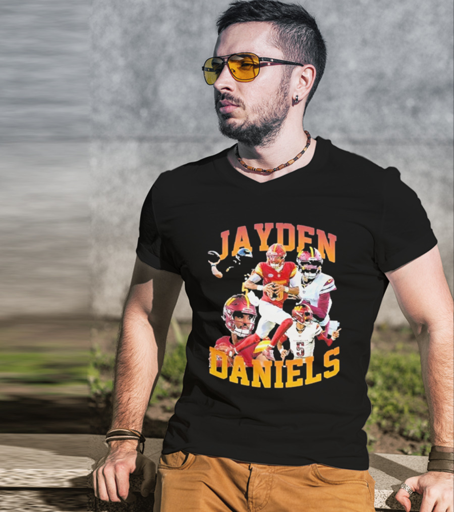 Jayden Daniels Washington Commanders Football Player Collage T-Shirt