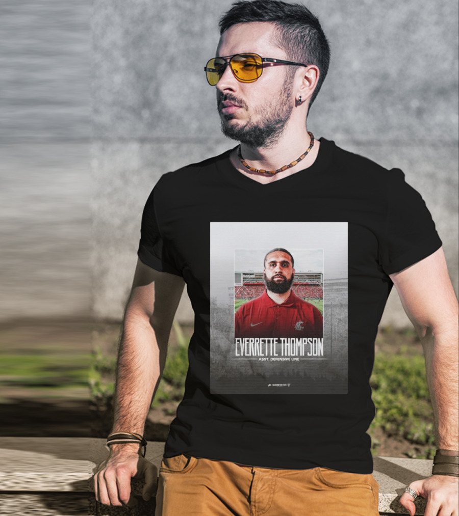 Washington State Football Everette Thompson Assistant Defensive Line Coach Palouse Stadium T-Shirt