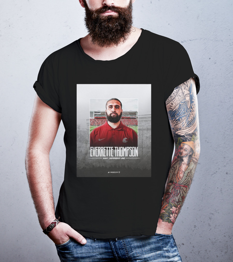Washington State Football Everette Thompson Assistant Defensive Line Coach Palouse Stadium T-Shirt