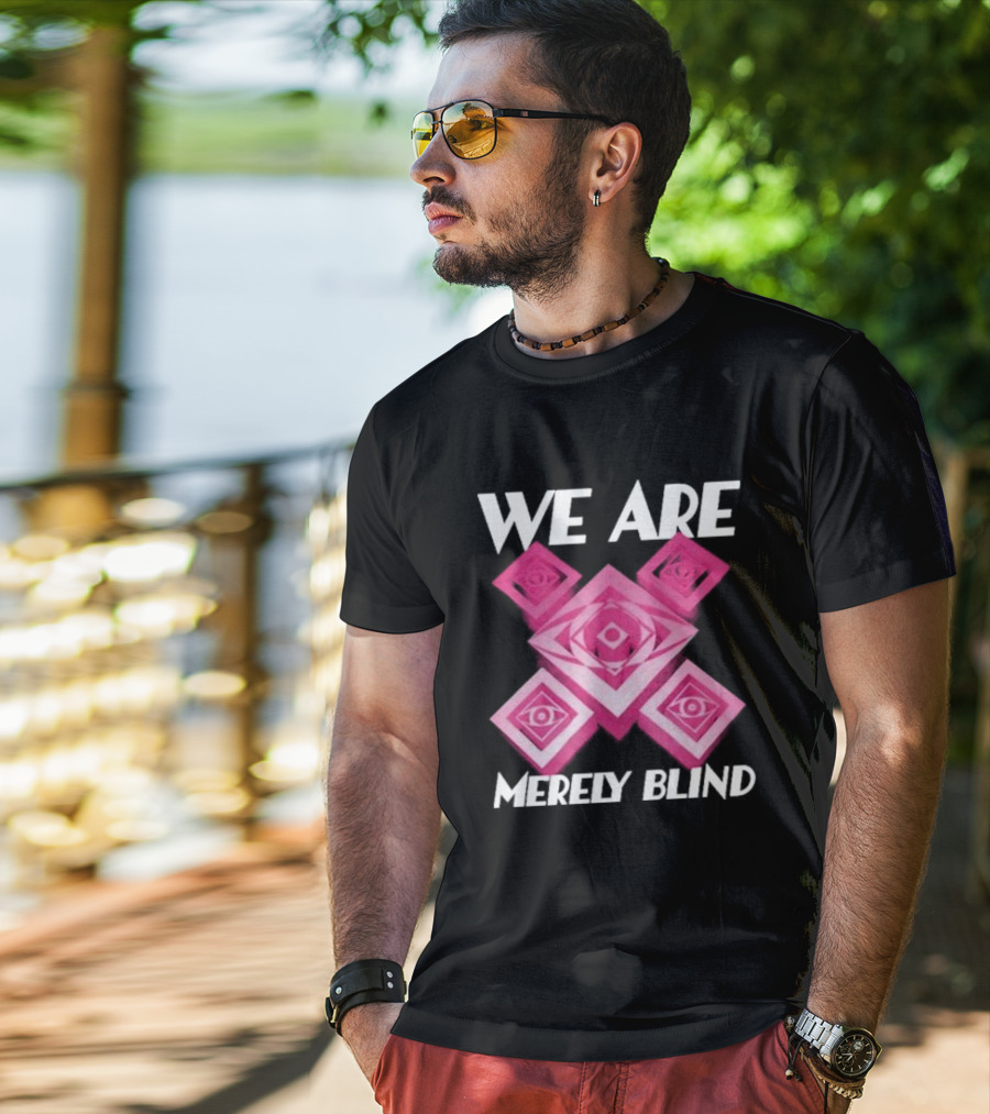 We Are Merely Blind Pink Geometric Eye Pattern T-Shirt