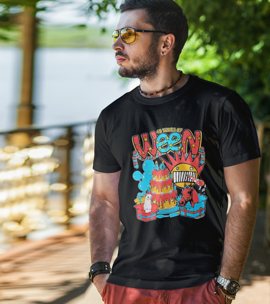 Ween 40 Years Of Celebration With Balloons And Colorful Cake T-Shirt