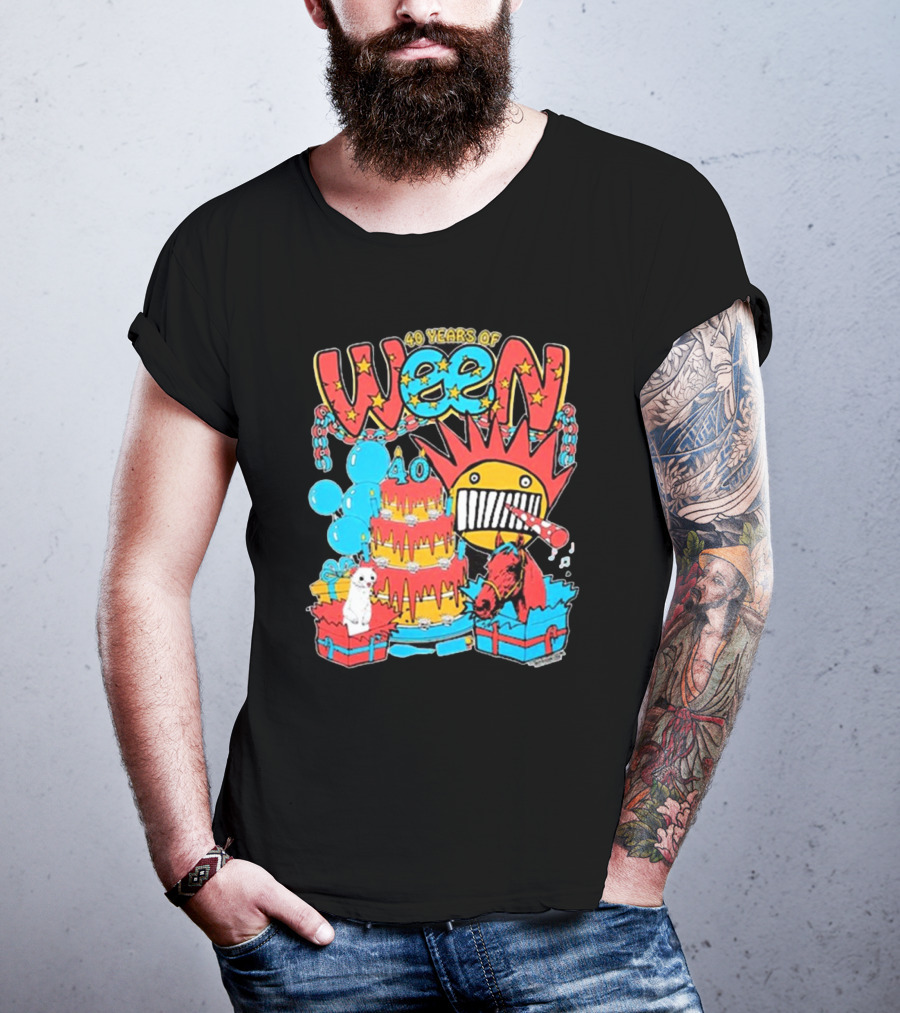Ween 40 Years Of Celebration With Balloons And Colorful Cake T-Shirt