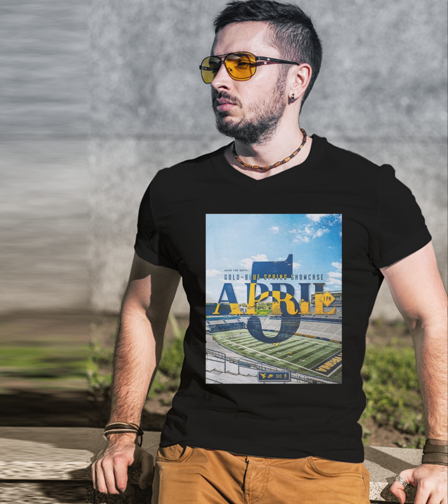 West Virginia Mountaineers Save The Date Gold Blue Spring Showcase April 5 2025 1 PM T-Shirt