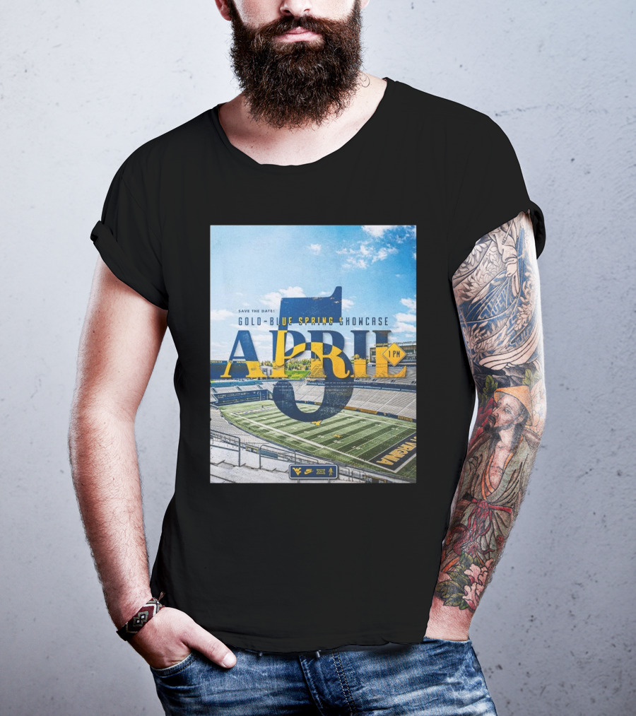 West Virginia Mountaineers Save The Date Gold Blue Spring Showcase April 5 2025 1 PM T-Shirt