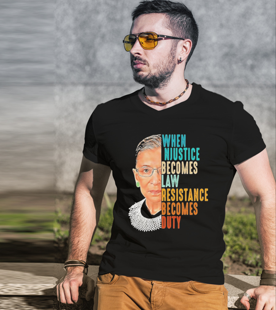 When Injustice Becomes Law Resistance Becomes Duty Portrait With Iconic Figure And Collar T-Shirt