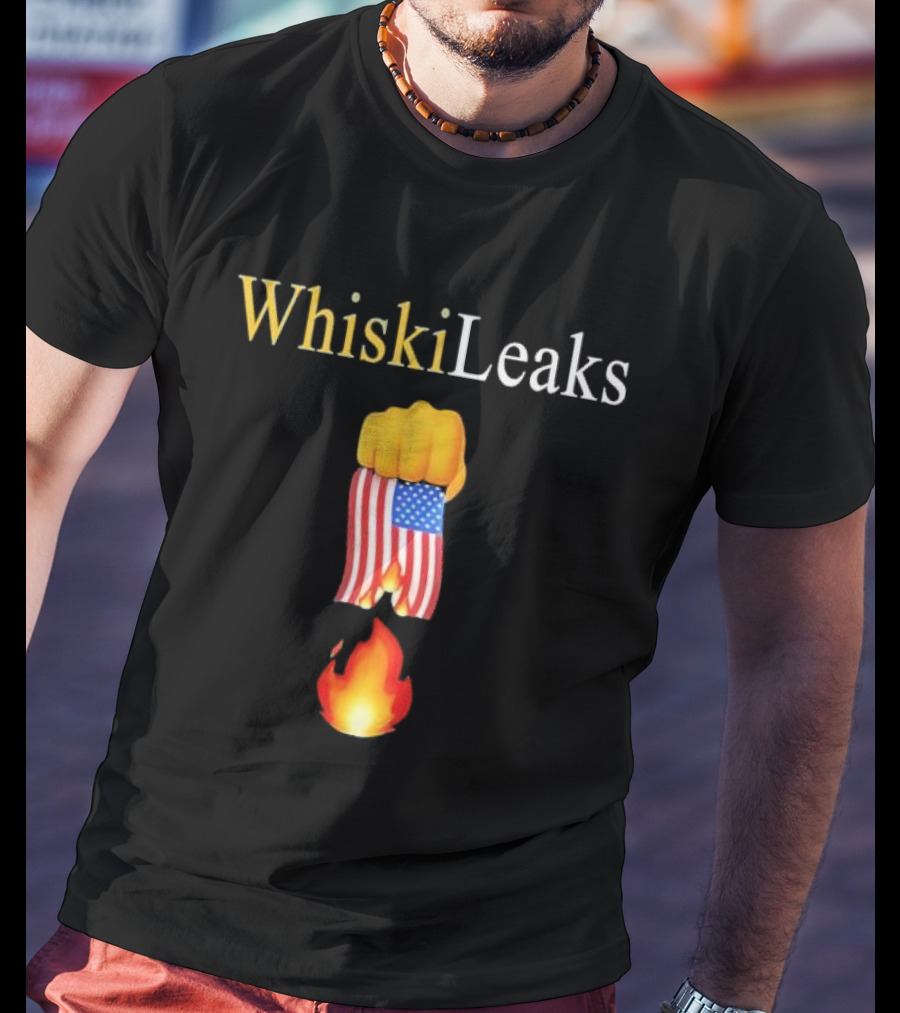 Whiskileaks American Flag Fist Fire 2025 T-Shirt