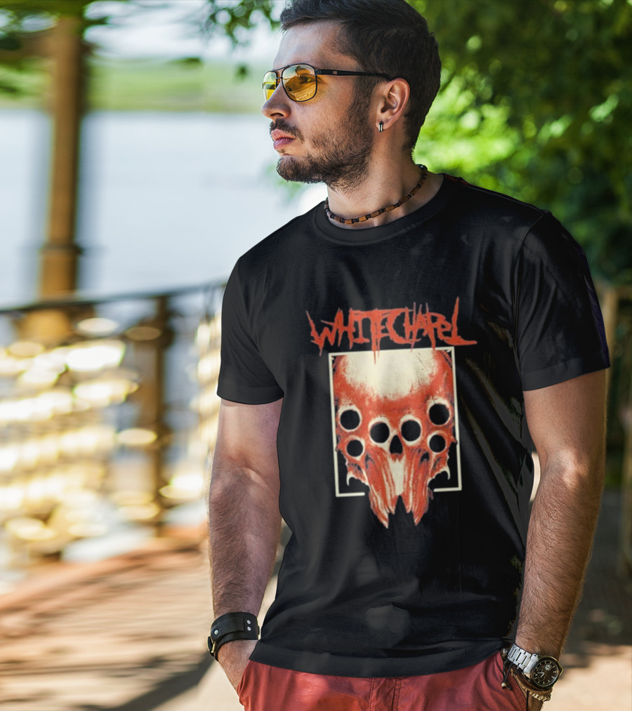 Whitechapel Skull Bone With Red Cult Woods Imagery T-Shirt