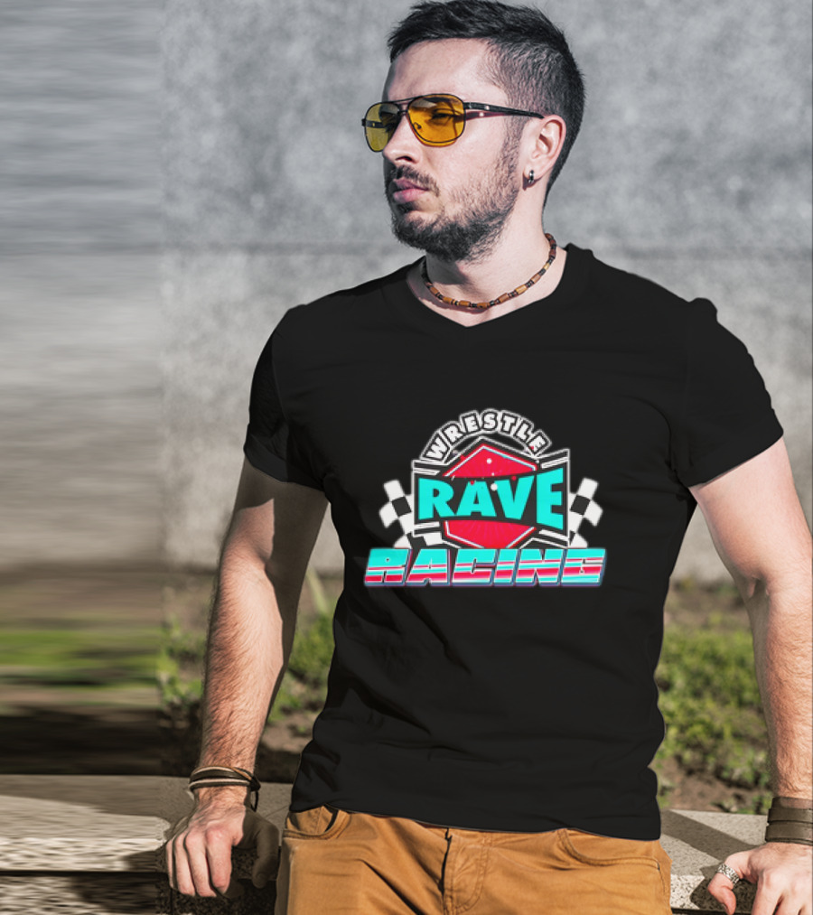WrestleRave Racing Checkered Flag Retro Style T-Shirt