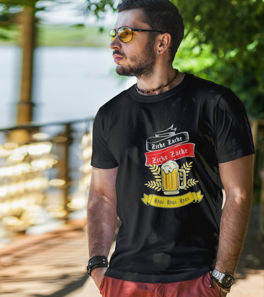 Zicke Zacke Oktoberfest Beer Germany Flag Hoi Hoi Hoi T-Shirt