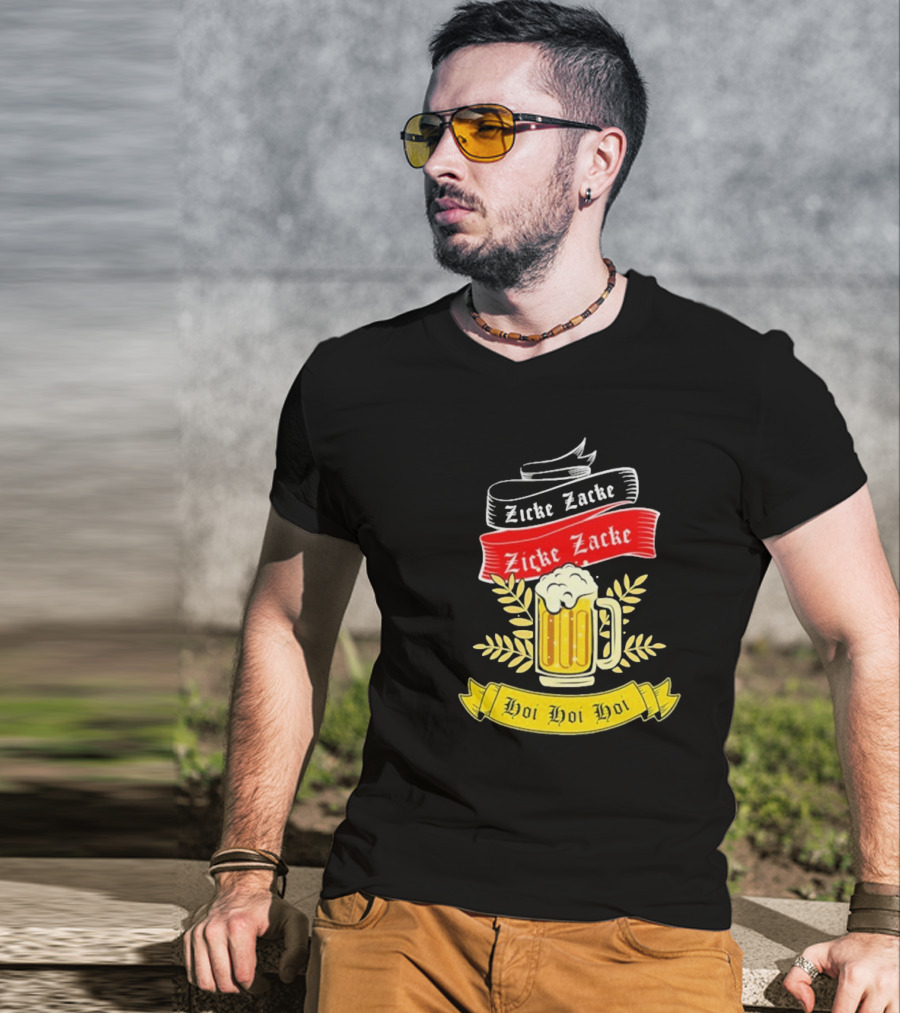 Zicke Zacke Oktoberfest Beer Germany Flag Hoi Hoi Hoi T-Shirt