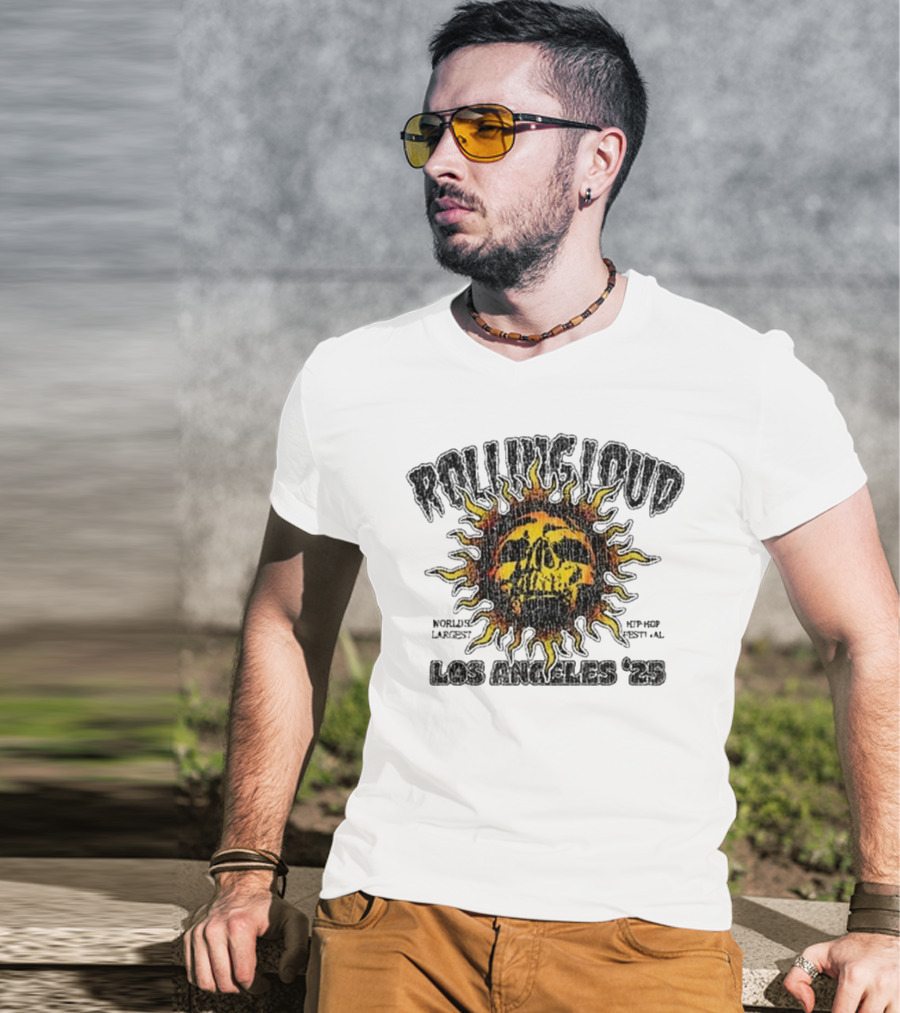 Rolling Loud Los Angeles 2025 Skull Sunburst Graphic T-Shirt