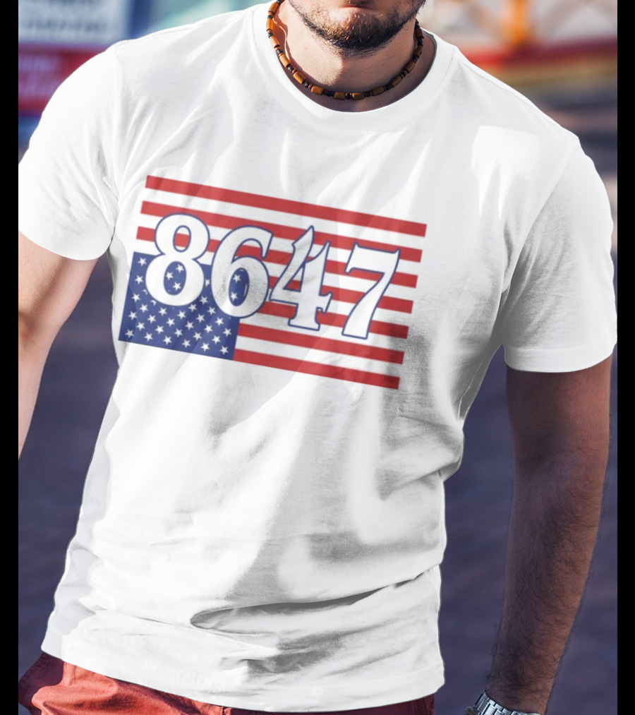 8647 American Flag Inverted Red Blue Stripes T-Shirt