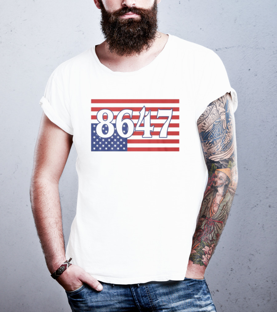 8647 American Flag Inverted Red Blue Stripes T-Shirt
