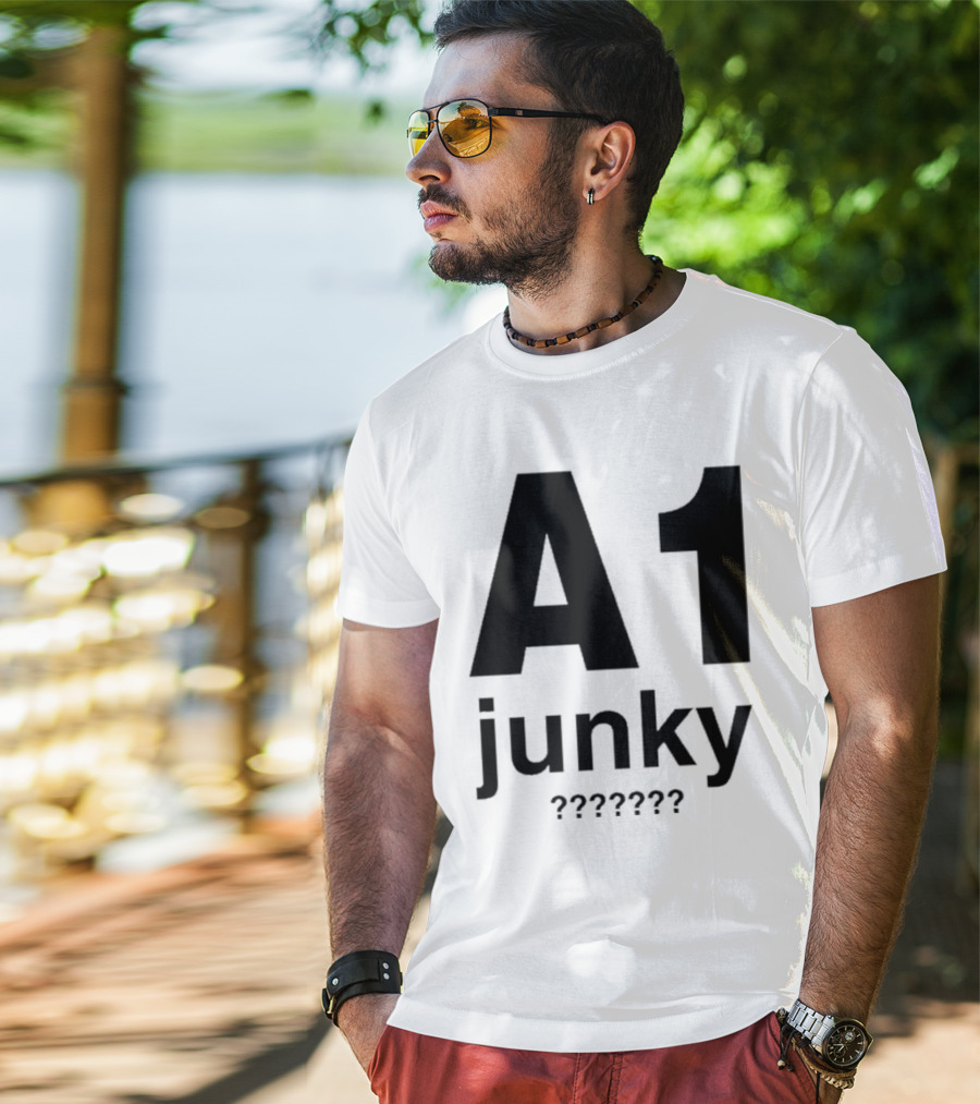 A1 Junky Motorcycle Racing Graphic Bold Nostalgic Style T-Shirt