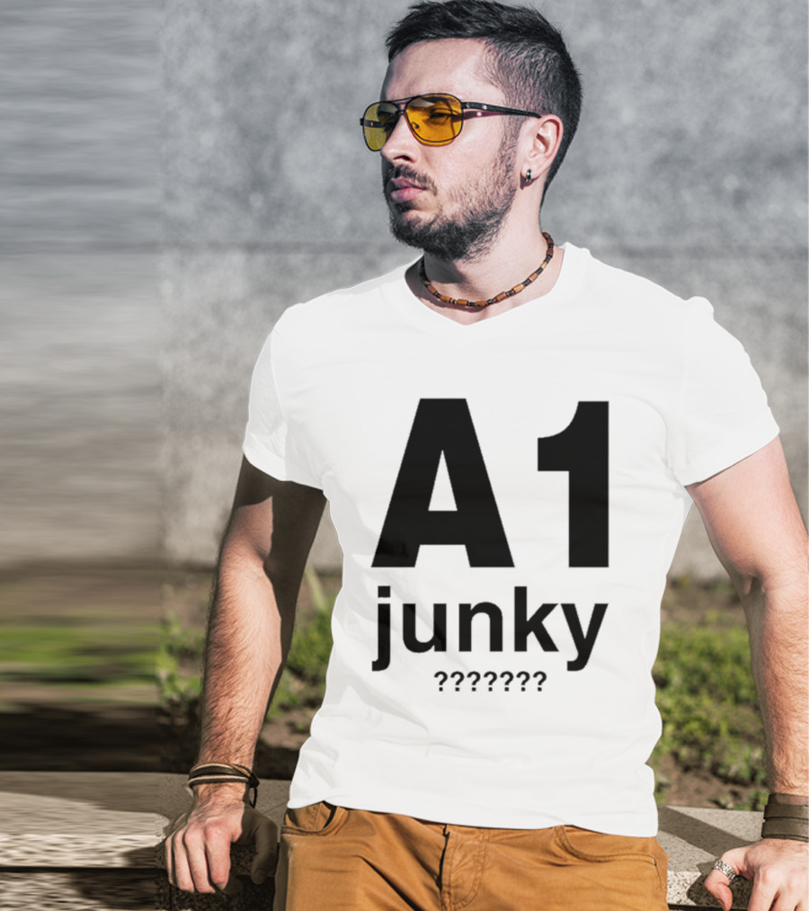 A1 Junky Motorcycle Racing Graphic Bold Nostalgic Style T-Shirt