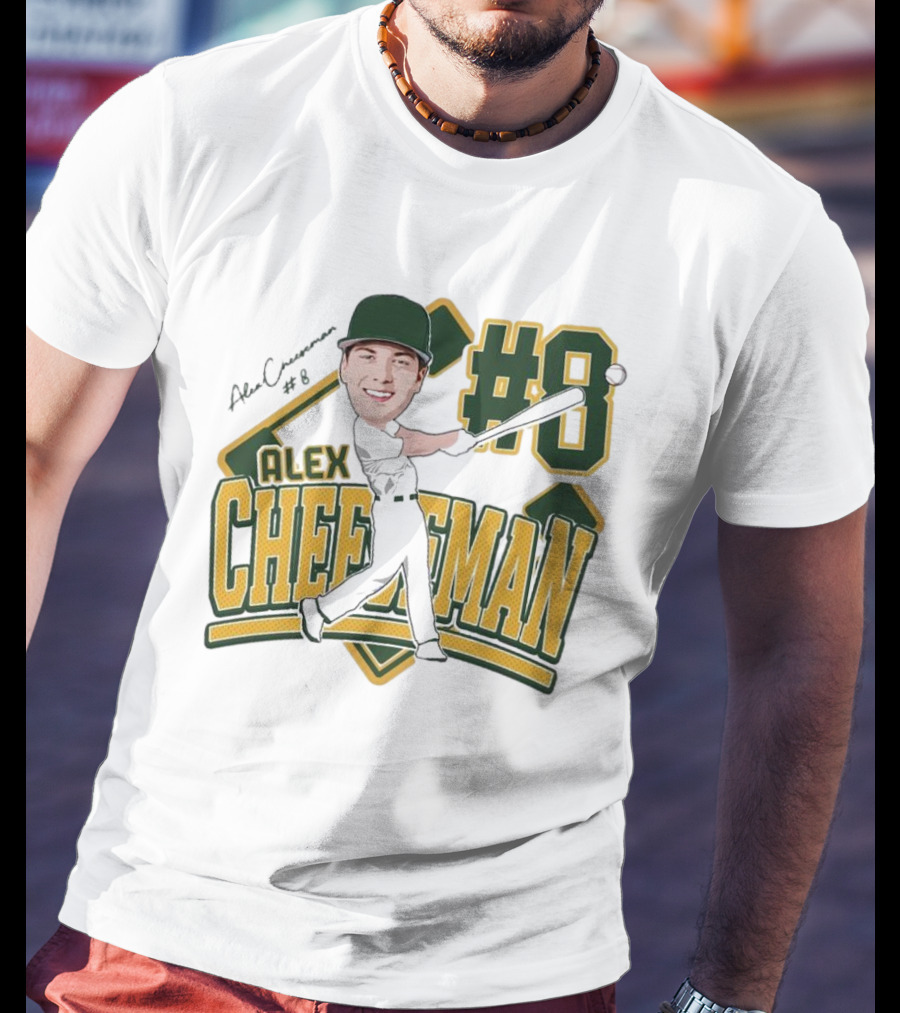 Alex Cheeseman #8 Baseball Caricature 2025 T-Shirt