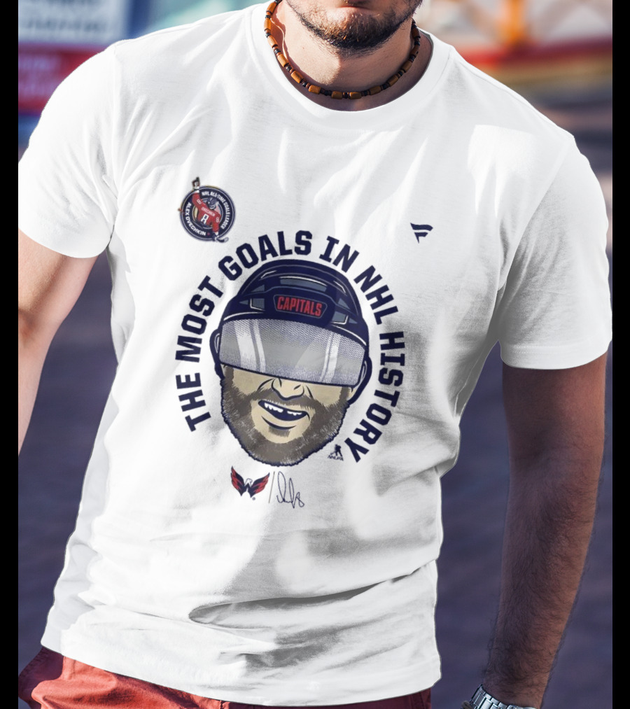 Alexander Ovechkin Capitals The Most Goals In NHL History Caricature T-Shirt