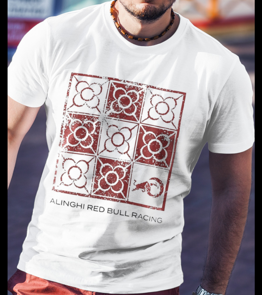 Alinghi Red Bull Racing Barcelona Nine-Panel Grid Pattern T-Shirt