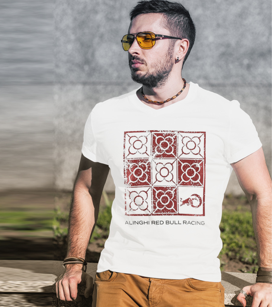 Alinghi Red Bull Racing Barcelona Nine-Panel Grid Pattern T-Shirt