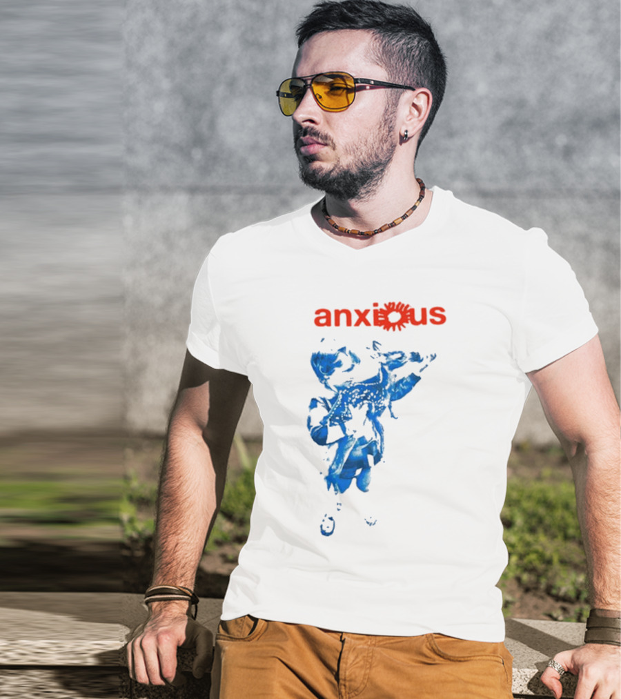 Anxious Blue Abstract Deer Kid T-Shirt