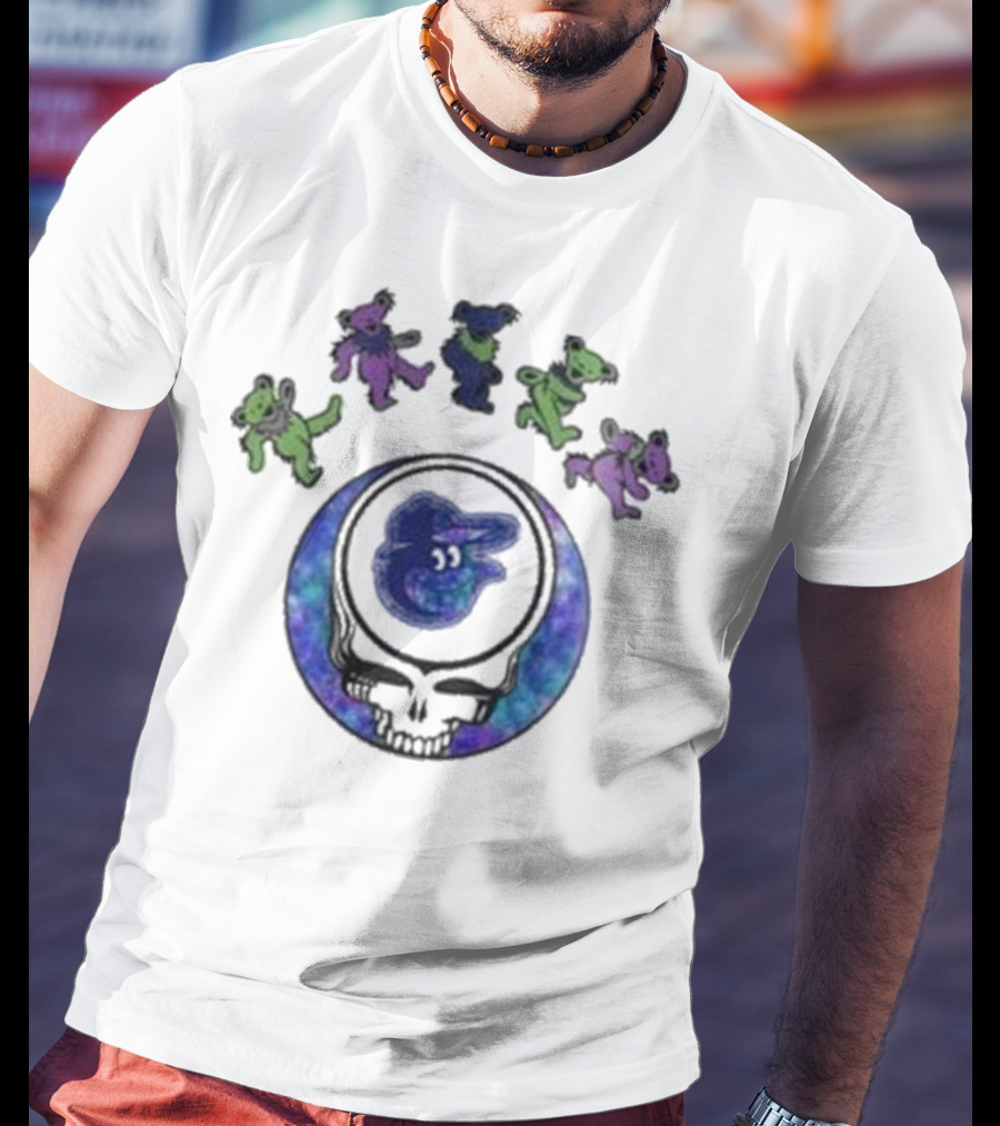 Baltimore Orioles Grateful Dead Dancing Bears 2025 Skull Night Baseball T-Shirt