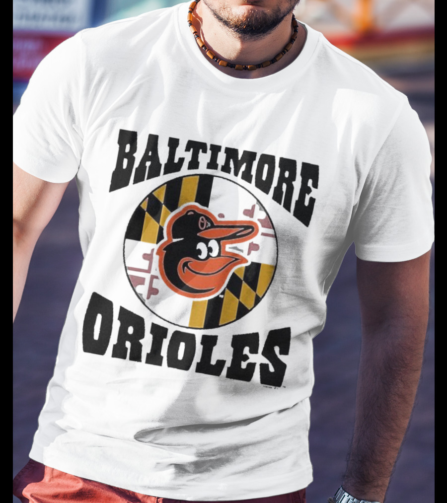 Baltimore Orioles Homage Hyper Local Tri-Blend Bird And Maryland Flag T-Shirt