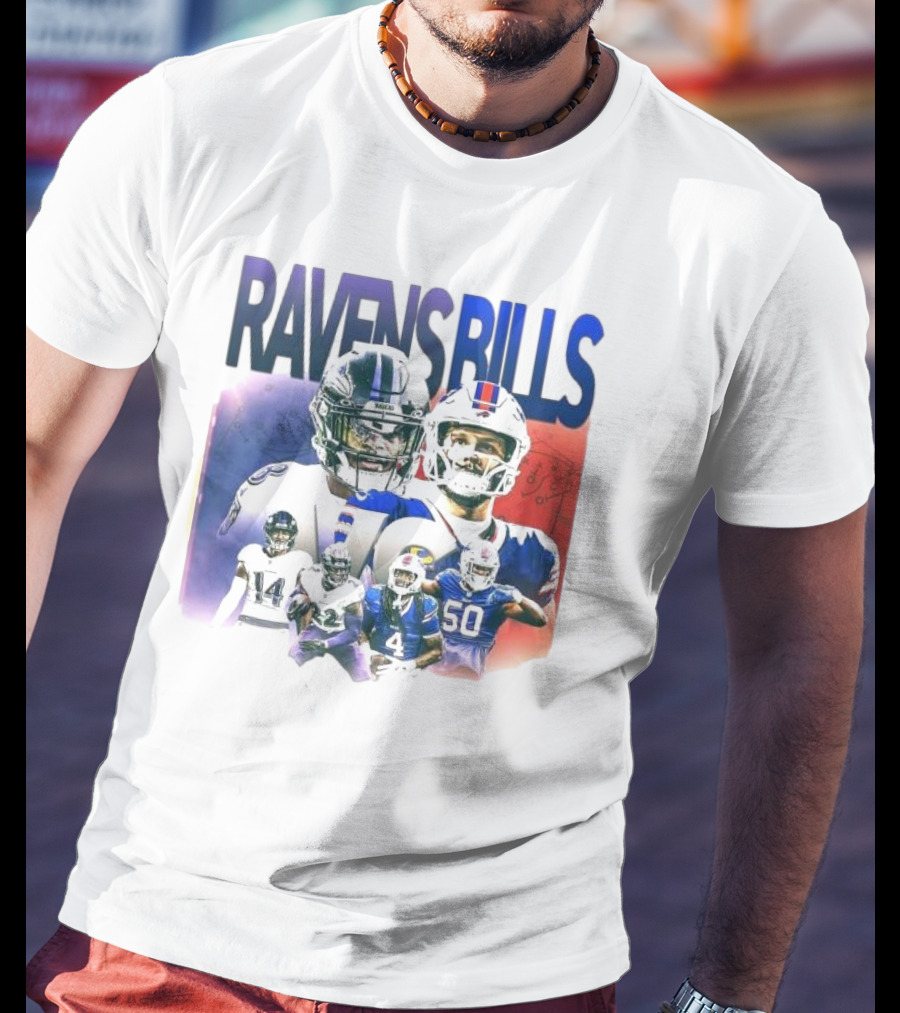 Ravens Bills NFL Matchup With Player Lineup And Strategy Background T-Shirt