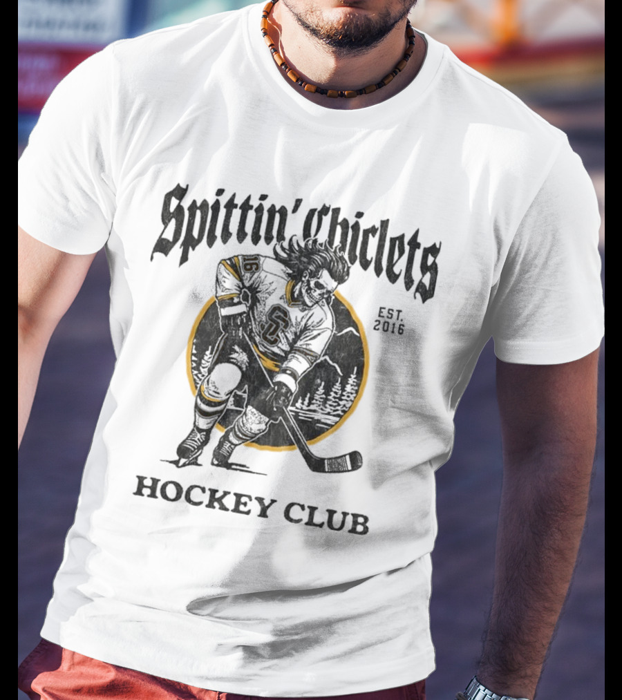 Barstool Sports Merch Spittin' Chiclets Hockey Club Skullet T-Shirt