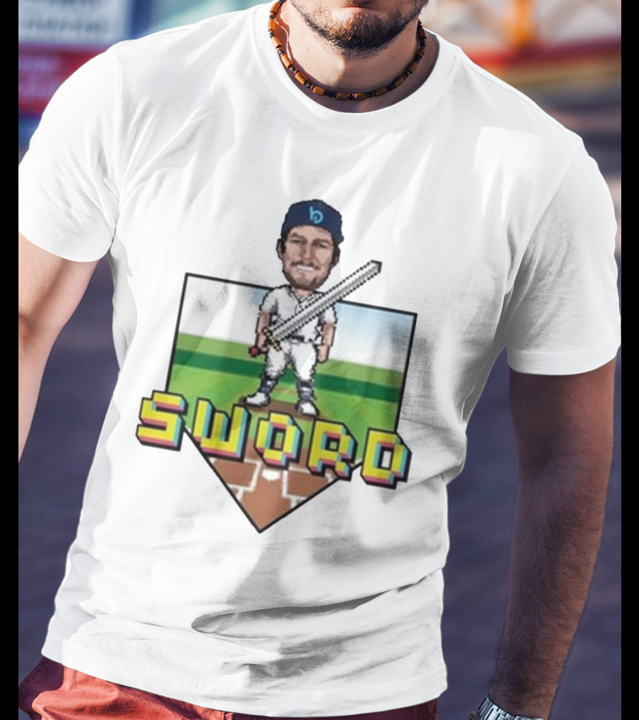 Pixelated Baseball Player Sword Bauer Outage T-Shirt