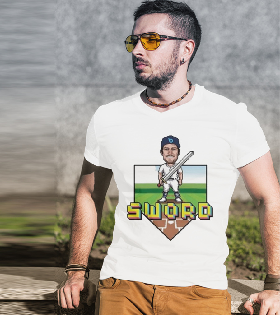 Pixelated Baseball Player Sword Bauer Outage T-Shirt