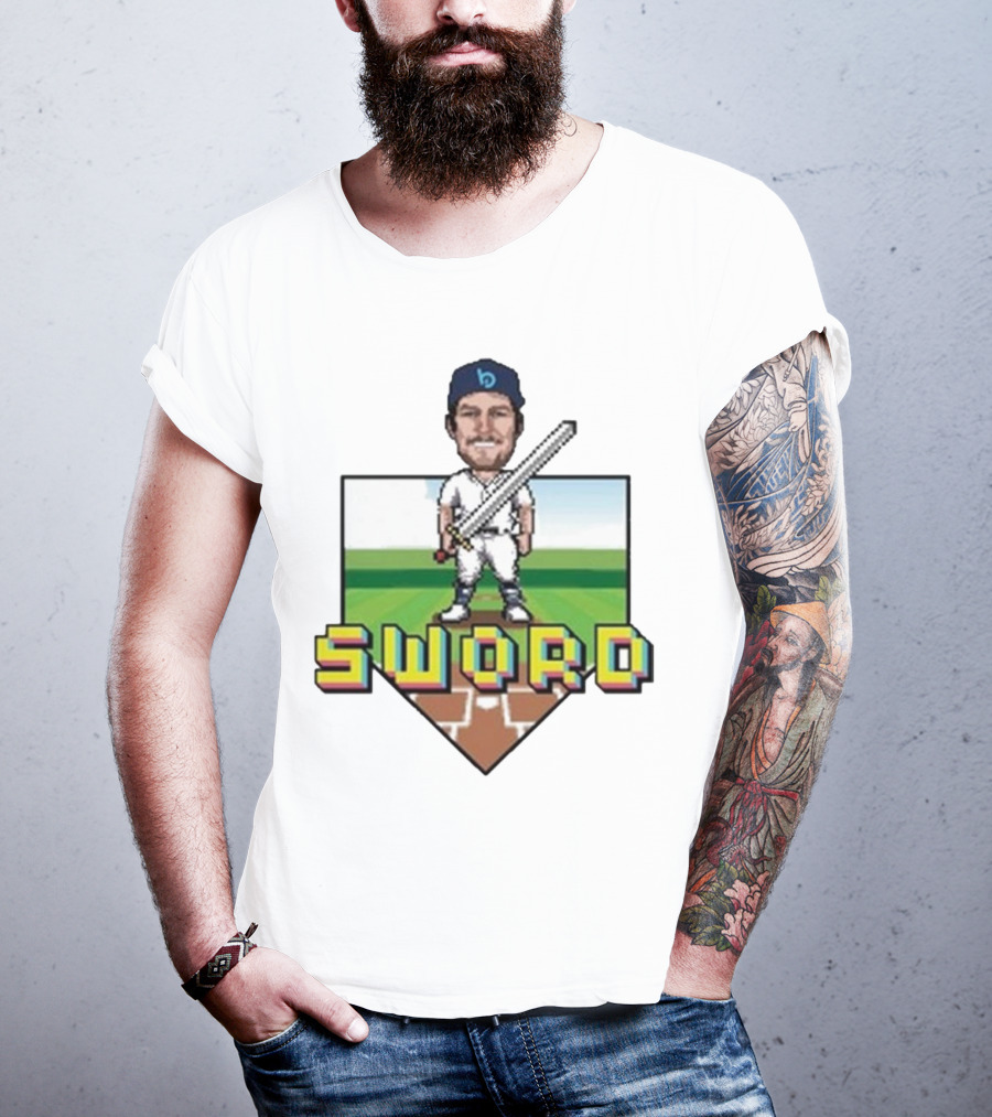 Pixelated Baseball Player Sword Bauer Outage T-Shirt