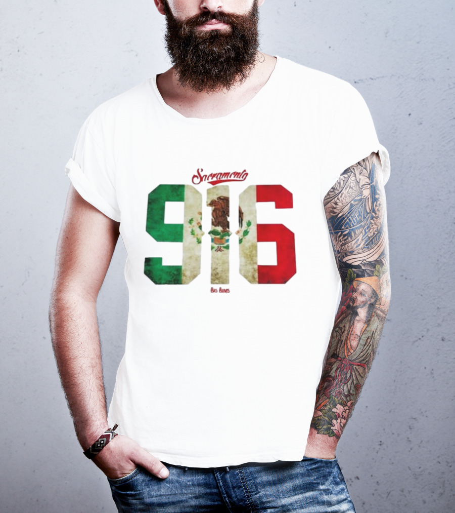 Sacramento 916 Big Boys Mexican Flag Design T-Shirt