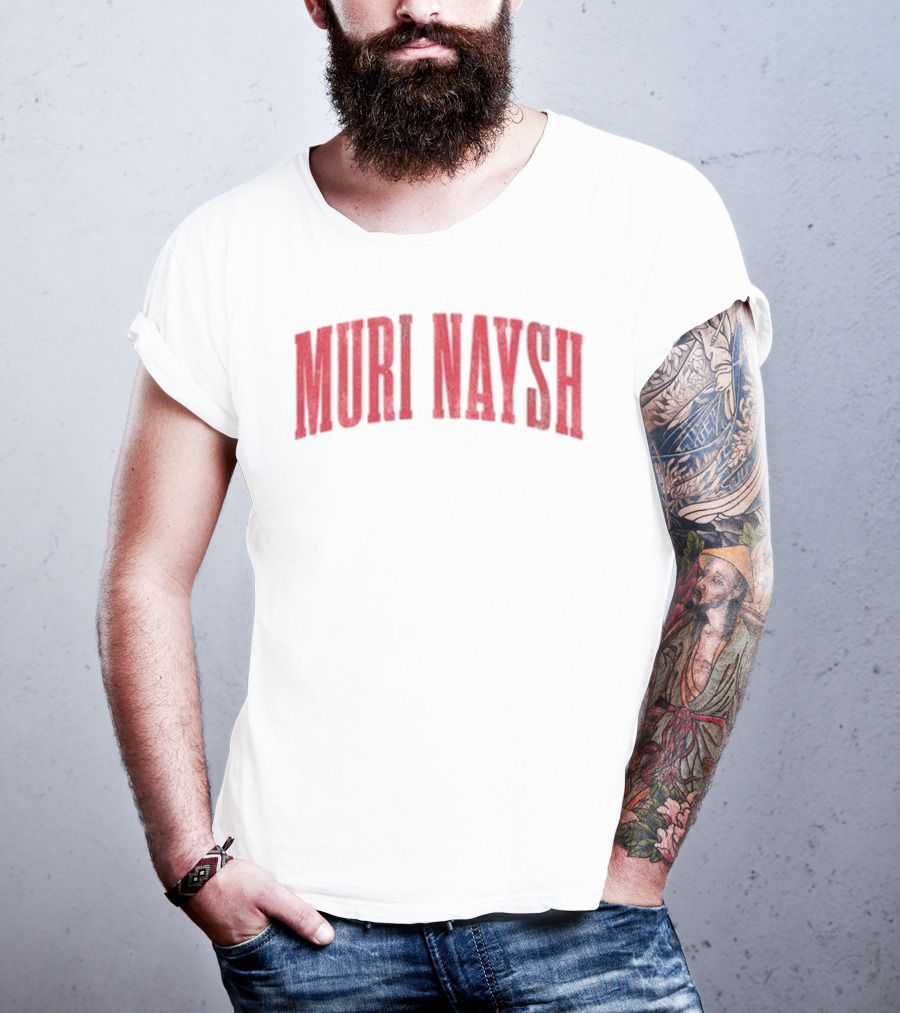 Bilmuri Muri Naysh 2025 Bold Arch Red Text T-Shirt