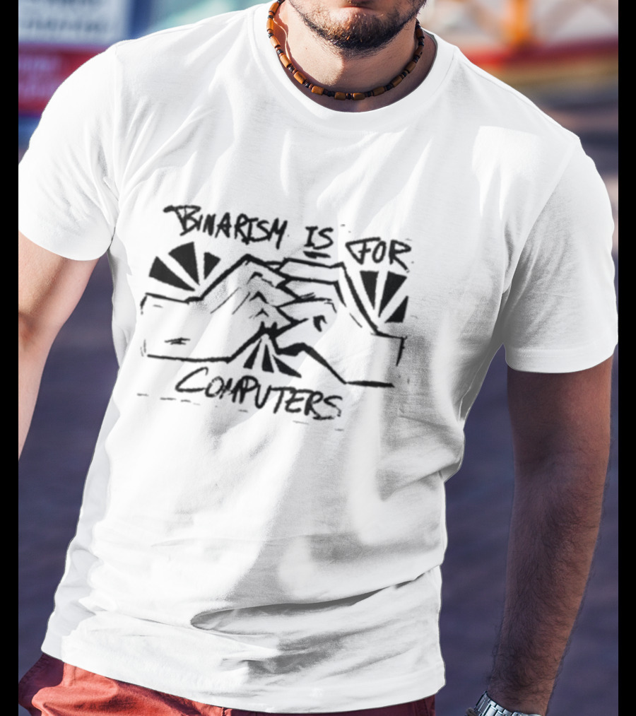 Binarism Is For Computers Skeleton Meditating  T-Shirt
