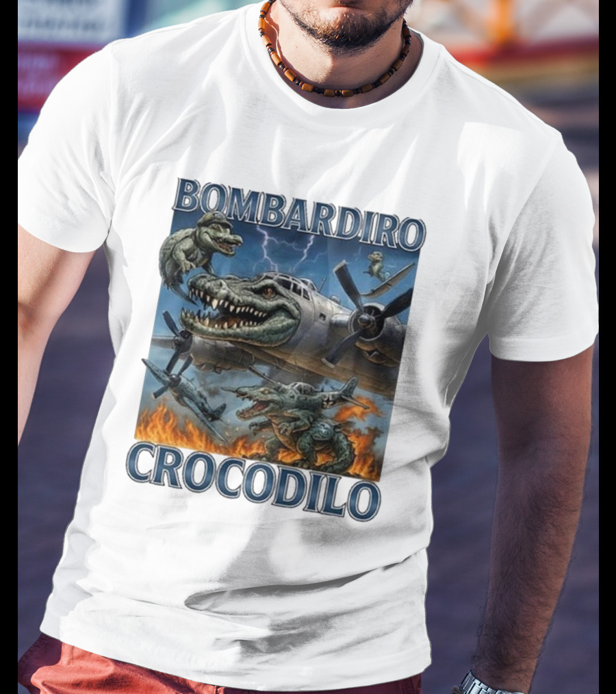 Bombardiro Crocodilo Italian Brainrot Meme Airplane Crocodile Battle T-Shirt