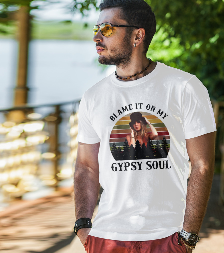 Blame It On My Gypsy Soul Vintage Sunset Forest Retro Style T-Shirt