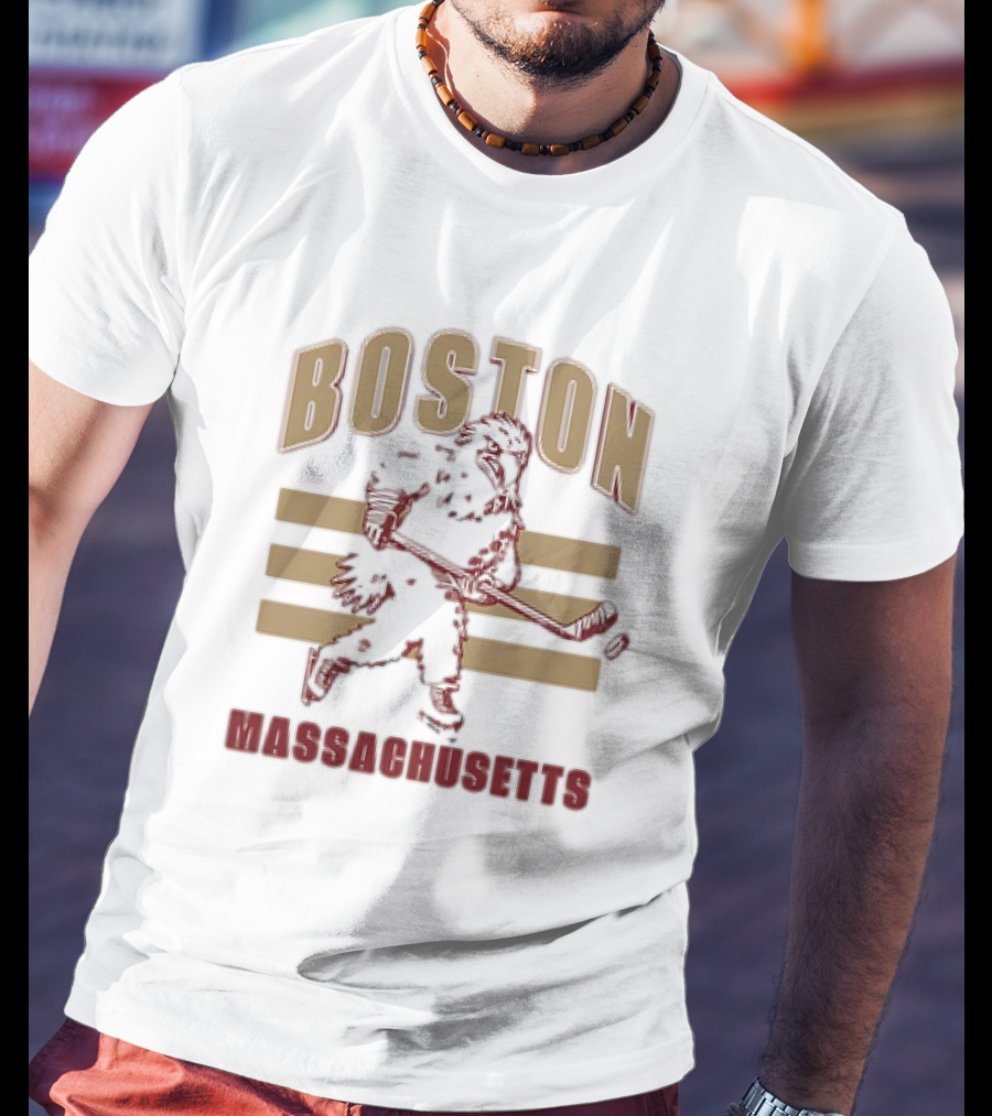 Boston Massachusetts Hockey Mascot Skater T-Shirt