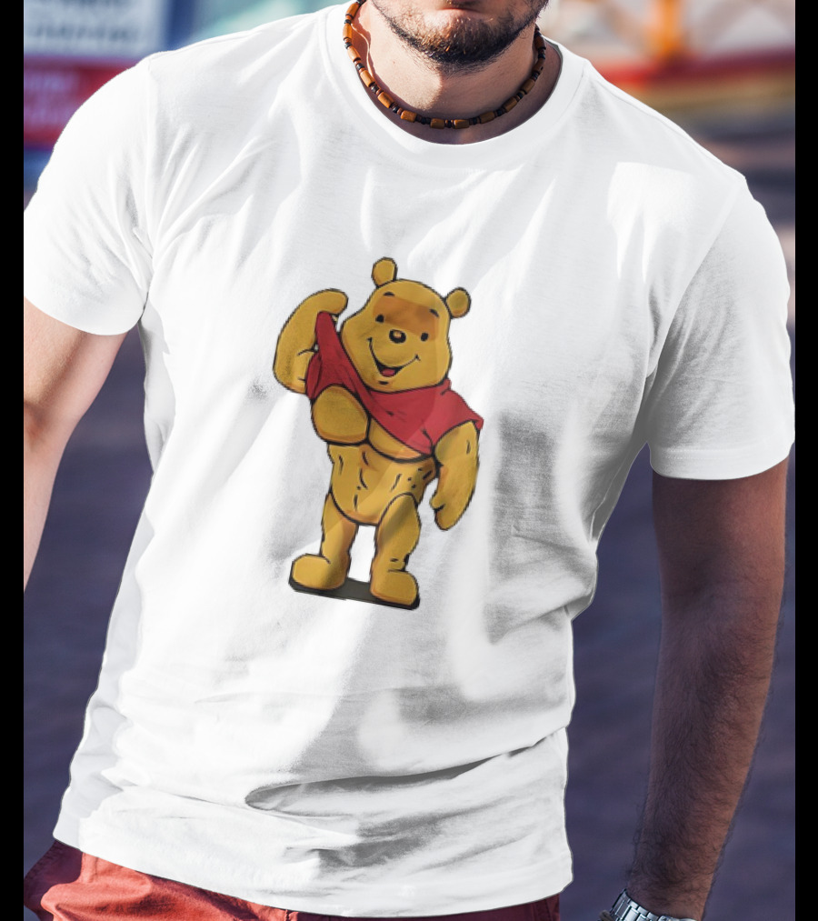 Buff Winnie The Pooh Flexing Muscles Bodybuilder Parody T-Shirt