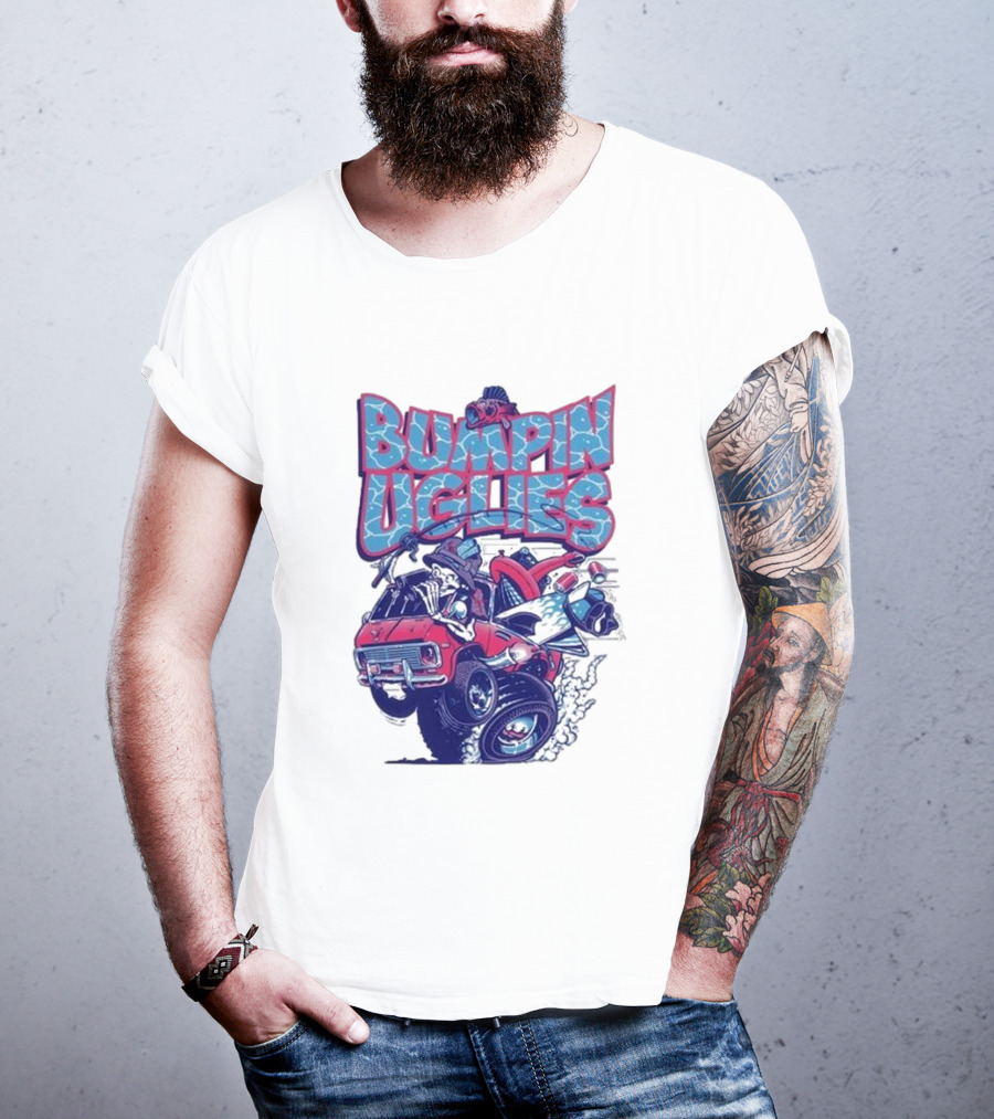 "Bumpin Uglies Red Truck With Fish Cartoon" T-Shirt
