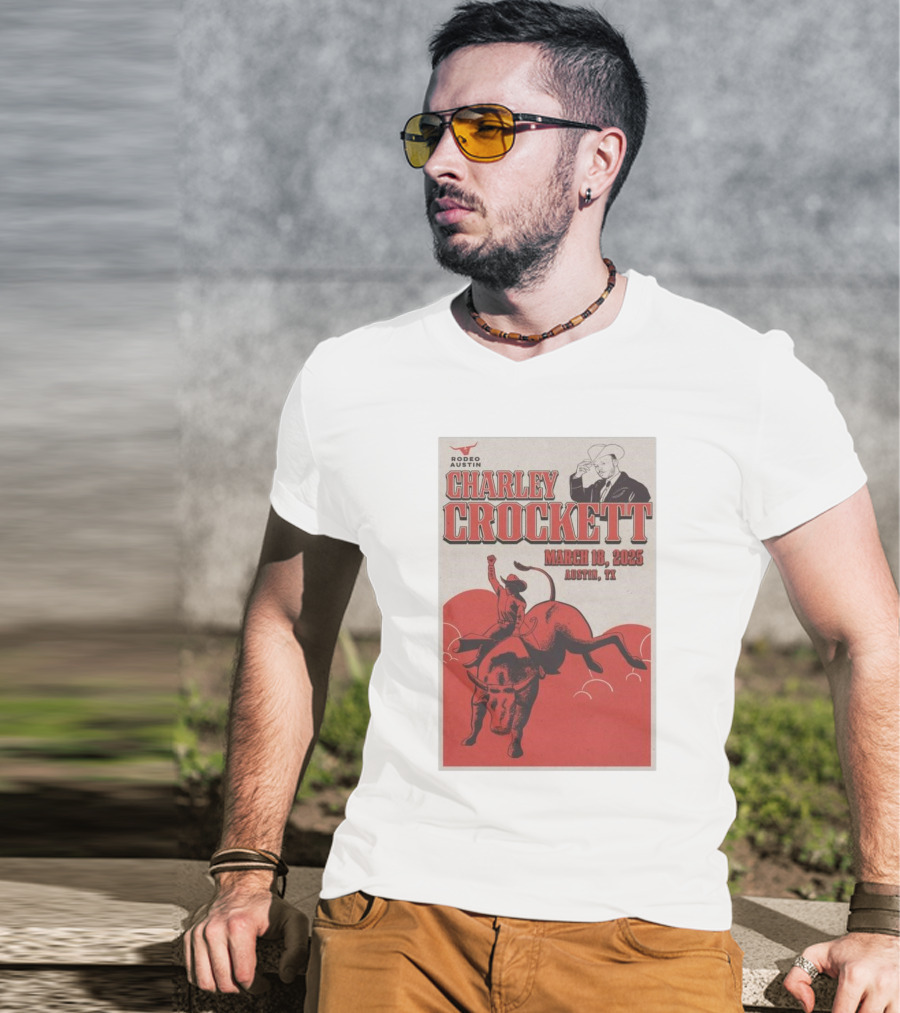 Charley Crockett March 18 2025 Rodeo Austin TX T-Shirt