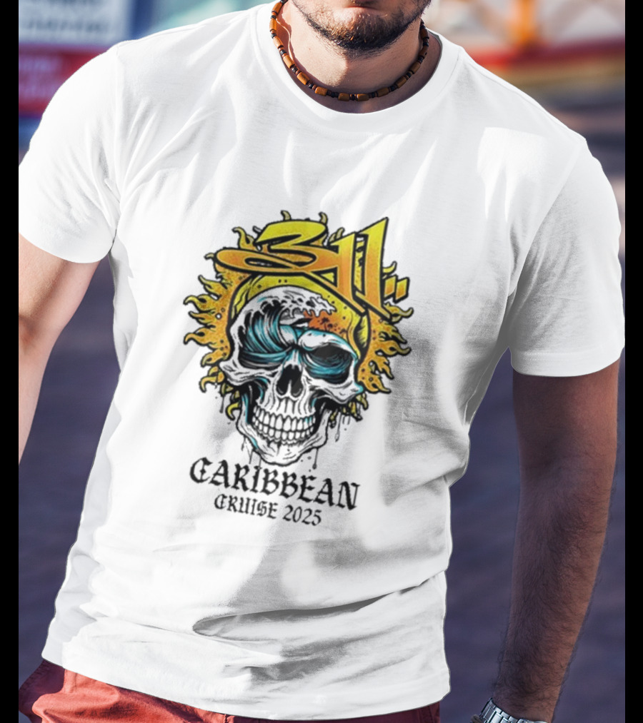 311 Caribbean Cruise 2025 Skull Wave T-Shirt