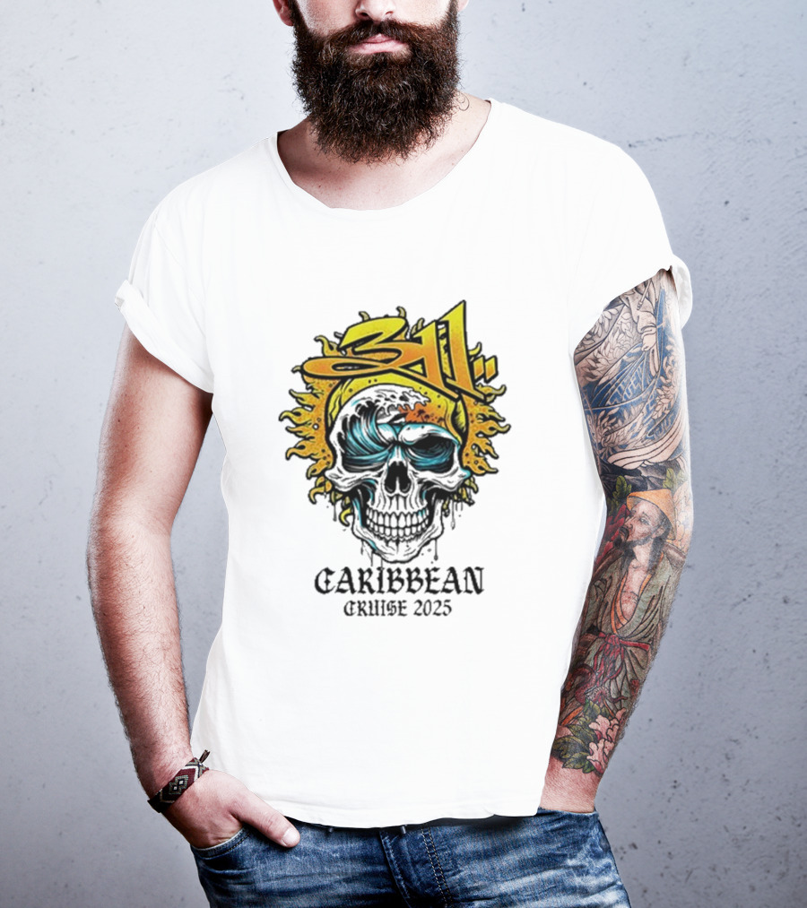 311 Caribbean Cruise 2025 Skull Wave T-Shirt