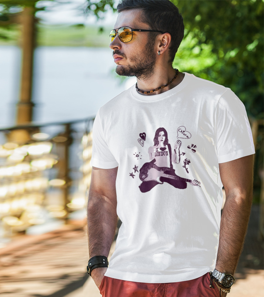 Chiara Oliver Libreta Rosa I Love London Guitar Art T-Shirt