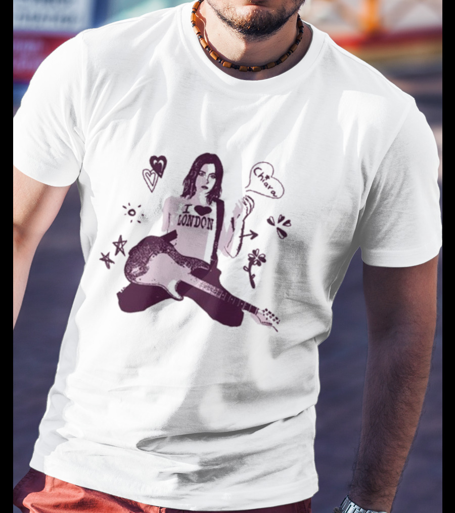 Chiara Oliver Libreta Rosa I Love London Guitar Art T-Shirt