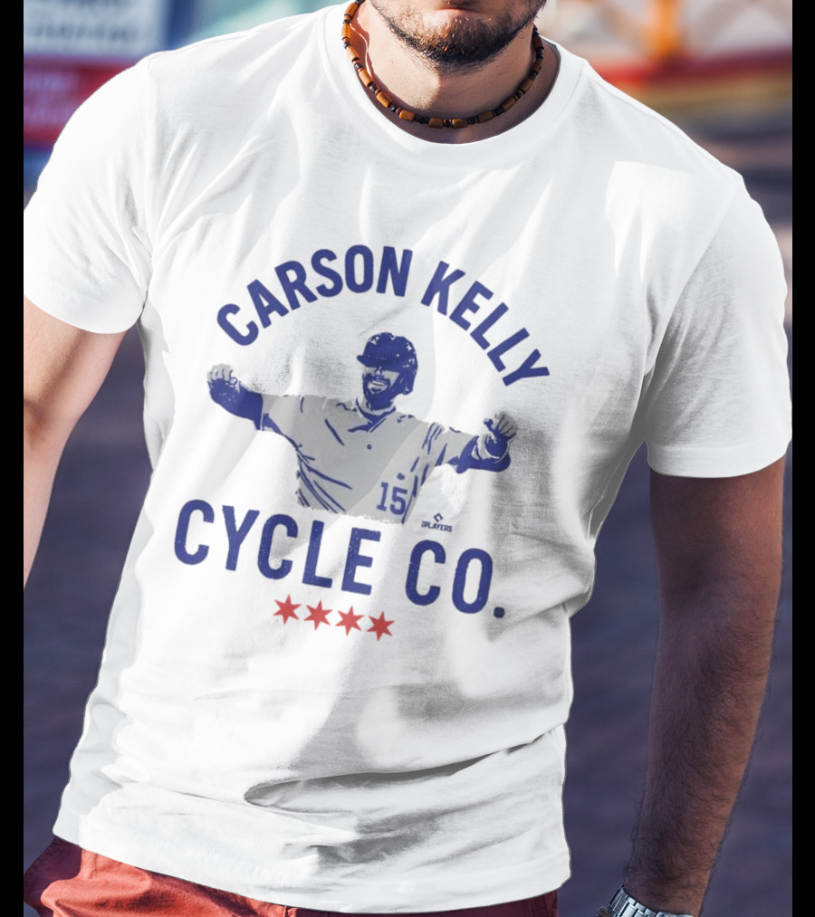 Carson Kelly Cycle Co MLBPA Number 15 Baseball Star Iconic Red Stars Theme T-Shirt