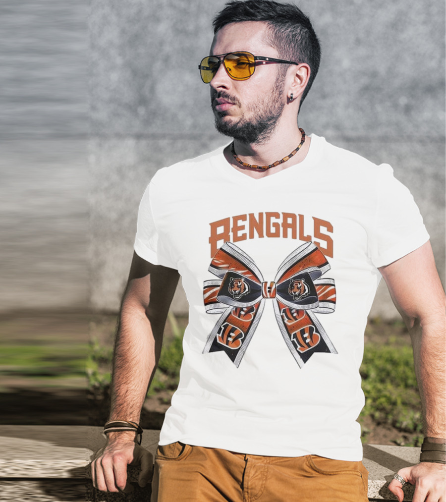 Cincinnati Bengals Bow Featuring Iconic Tiger Logos T-Shirt