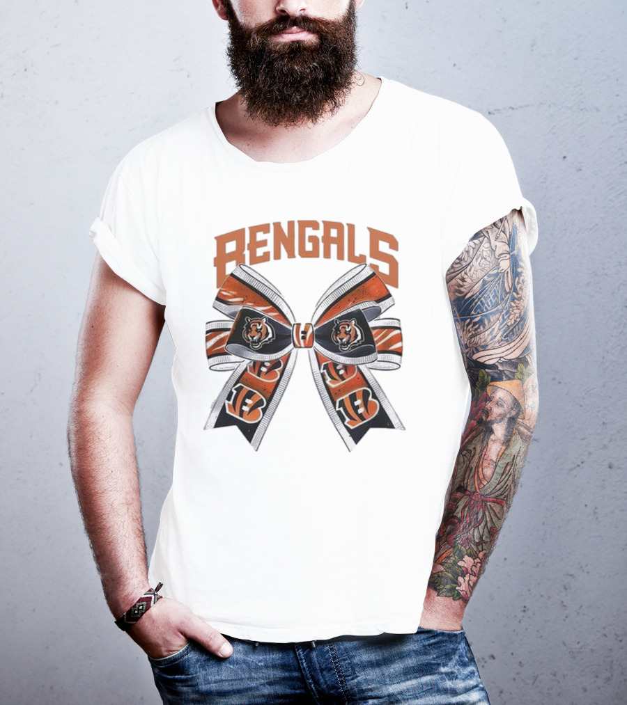 Cincinnati Bengals Bow Featuring Iconic Tiger Logos T-Shirt