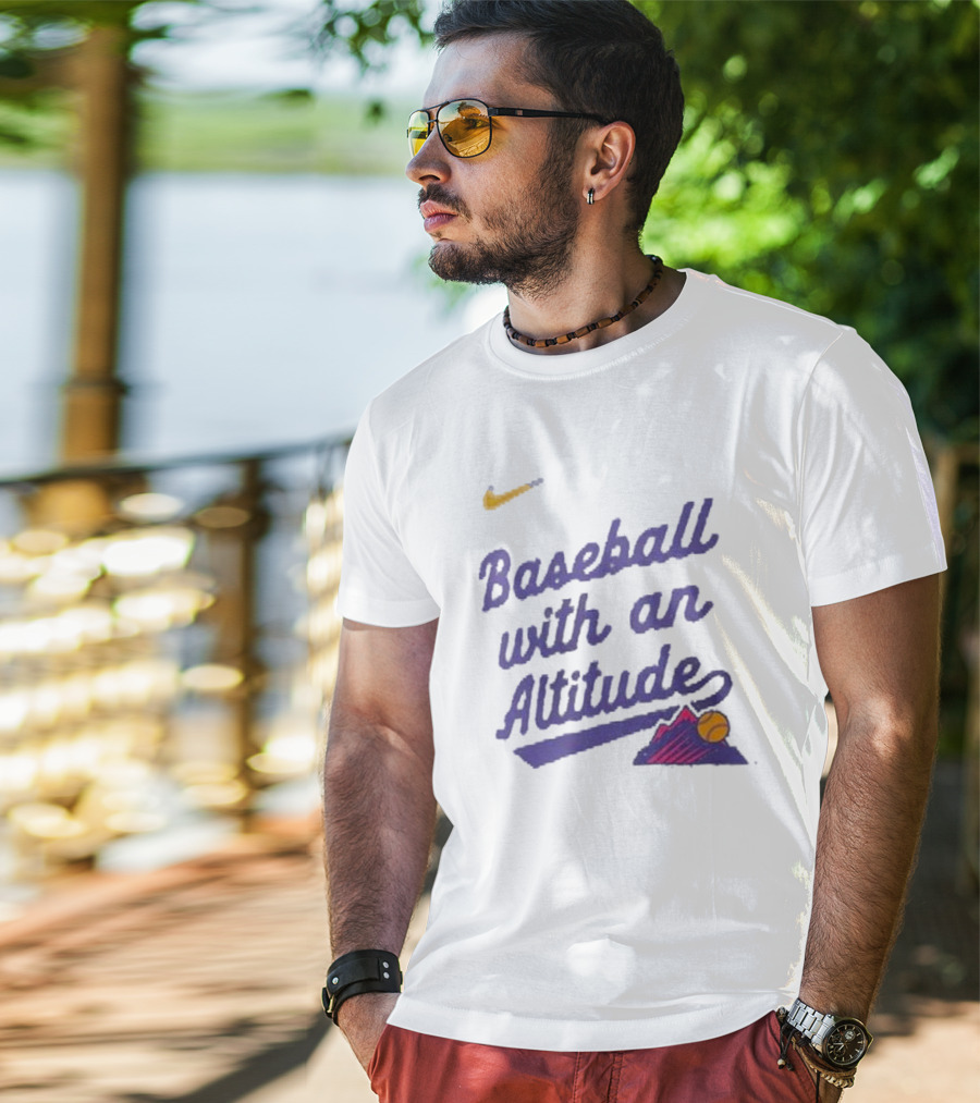 Nike Baseball With An Altitude Rockies Mountains Graphic T-Shirt