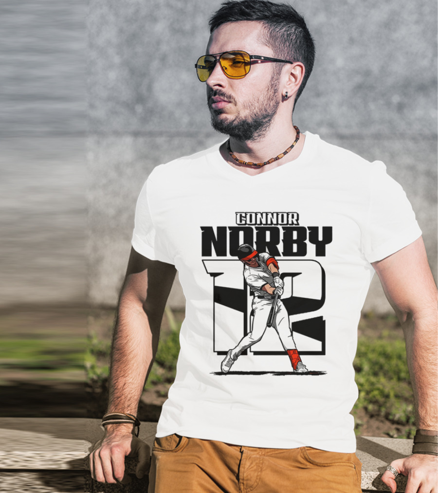 Solid Black Silhouette Baseball Connor Norby #12 Orioles Player T-Shirt