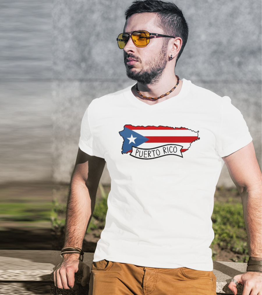 Dayjaavu Puerto Rico Flag And Island Map T-Shirt